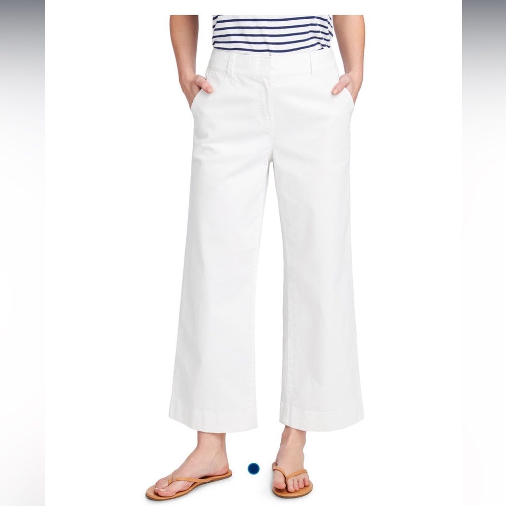 Vineyard Vines high Waisted Cropped White Wide Leg Chino Pants